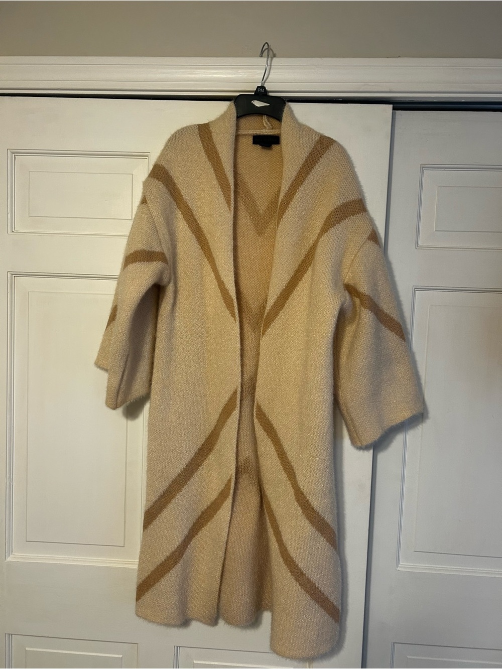 Steve Madden Cream & Tan Open-Front Knit Cardigan